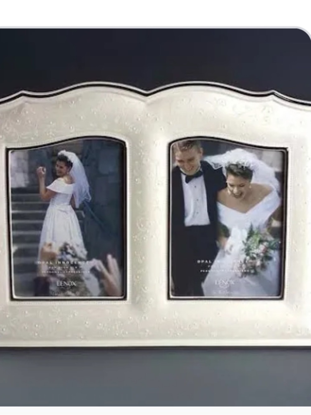 Lenox White and Silver Double Photo Frame